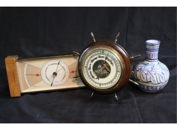 Barometer Made In Germany & Swift & Anderson INC Boston Compensated Aerometer, Vase Signed Porenes 93