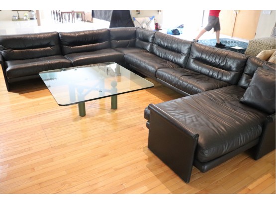 Gorgeous Quality Black Leather Sofa Saporiti Italia Design Sectional Sofa - Coffee Table Is Not Included