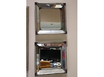 2 Fabulous Wall Mirrors With Beveled Edges In Antiqued Finish Style Frames