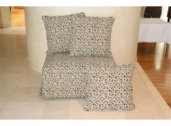 Custom Ottoman & Matching Pillows With Brocade Fabric- Collaboration Of Phoenix, Lion, Birds & More