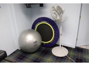 Spri 75 Cm Elite Exercise Ball With Trampoline & Air King Adjustable Floor Fan