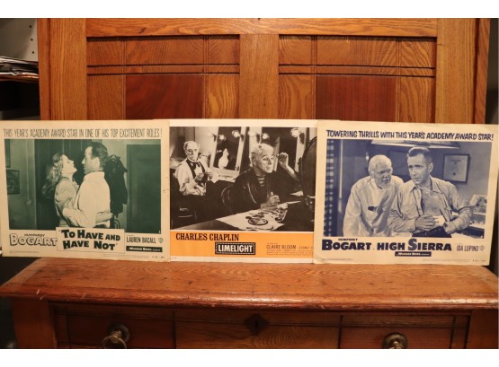 Lot Of 3 Lobby Cards, Bogart In 'High Sierra', Charlie Chaplin In 'Limelight' & Bogart  'To Have And Have Not'