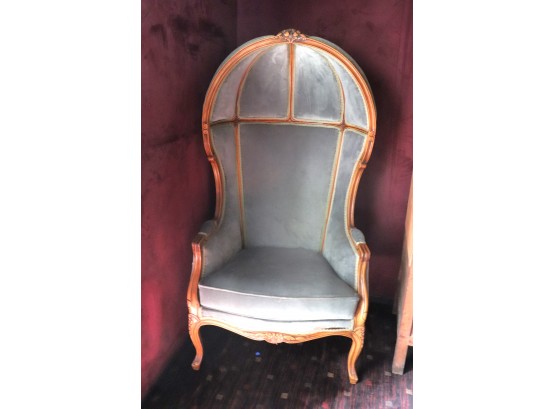 Spectacular Porters Chair In Sage Green Velvet Upholstery