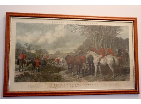 Large Fox Hunting Print By Foress National Sports In Burlwood Frame