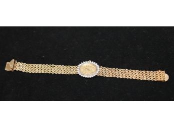 Ladies 14K YG Geneve Quartz Watch With Five Rope Chain Wide Bracelets, Size 6 Inch