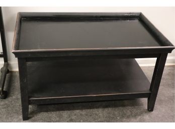 Black Painted Occasional Table With Shelf & Gold Highlight