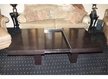 Contemporary Coffee Table In A Rich Dark Wood Tone With Storage Compartment