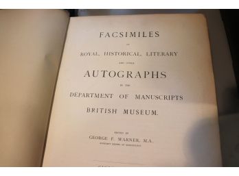 Oversized Antique Book Of Facsimiles Of Royal Historical & Literary Autographs 2nd Ed., 1898