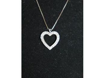 14K WG Heart With Diamonds Necklace