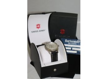 Swiss Army Men's Victorinox Automatic Watch With Black Leather Band