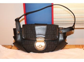 Very Cute FENDI Ladies Mini Pocketbook With Gold Tone Metal Clasp & Leather