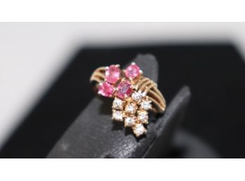 14K YG Ruby And Diamond Ring Size 7