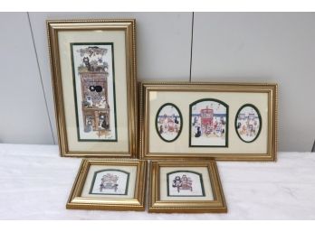 Charming Group Of 4 Individual Cat Prints By Diane Elson
