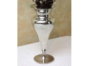 Sterling Silver Vase Of Art Deco Design With Sensuous Curves & Base