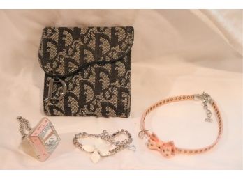 Lot Of Assorted DIOR Pieces With DIOR Ladies Wallet, Double Lipstick Ring, Dior Plastic Choker &Bracelet