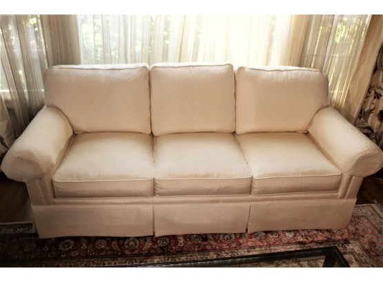 Contemporary Henredon Upholstery Collection 3 Seat Sofa In Cream Color Fabric