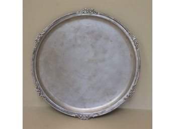 Sterling Silver Round Plate From India With Delicate Floral Border Approx Wt 16.98 Ozt