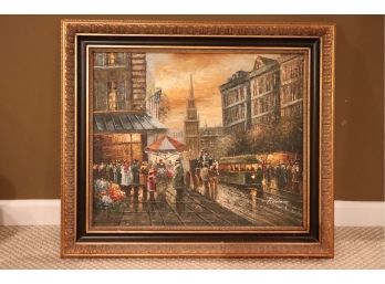 Decorative Street Scene, At Sunset, Painting By F. OLeary