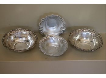 Group Of 4 Small Sterling Silver Serving Bowls From India Weighs Approx 5.98 Ozt