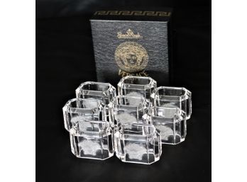 Set Of 8 Versace Treasury Crystal Napkin Rings Medusa Pattern By Rosenthal Glass