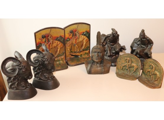 4 Pairs Of Bookends And Bank  Native American Genre
