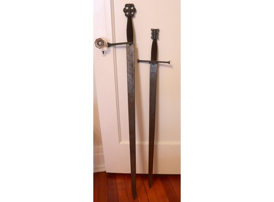 Pair Of Vintage Intricately Etched Decorative Swords