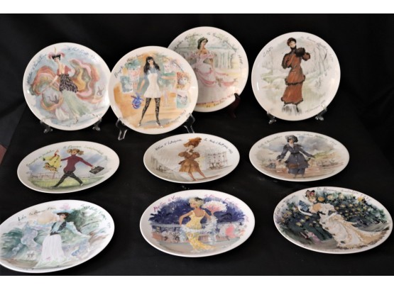 Set Of 10 D'Arceau Les Femmes Du Siecle Decorative Limoges Plates