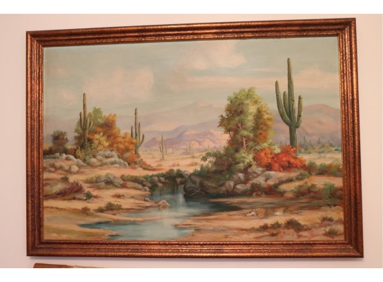 Signed Painting Of Desert Landscape Oil On Canvas Ruth Haddox 1941