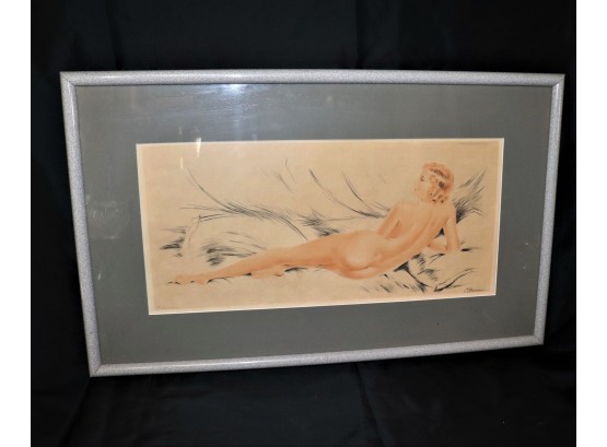 Signed Suzanne Meunier Icart Style Print In Laminate Frame  Copyright 1937 By Camilla Lucas NYC