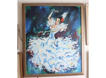 Signed Painting Of Flamenco Dancer In Wood Frame