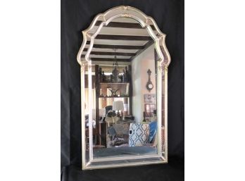 La Barge Hollywood Regency 9 Panel Mirror With Antiqued Silver Leaf Frame