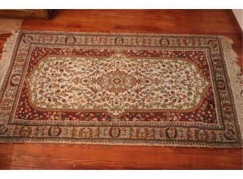 Vintage Handmade Wool Area Rug With Unique Center Medallion