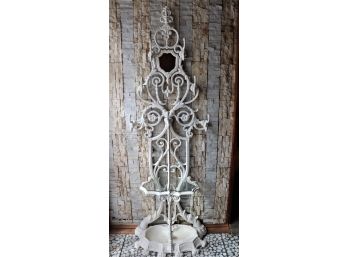 Antique Painted Cast Iron Hall Tree/Umbrella Stand - 6 Ft Tall