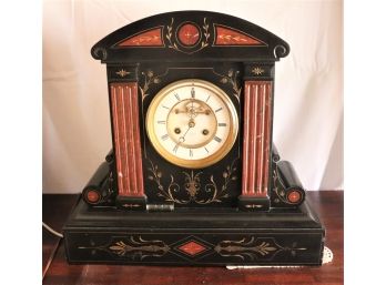 Exquisite J.W. Benson Black Onyx Mantle Clock
