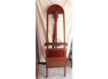 Antique Mahogany Easel With Periodical Rack