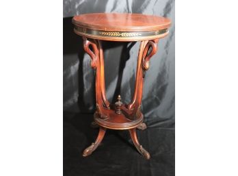 Fabulous Carved Swan Head Leg Occasional Table With Hand Painted & Gilded Trim