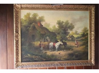 Signed Original Antique Painting By Listed Artist - Henry T Harvey In Gilded Ornate Wood Frame