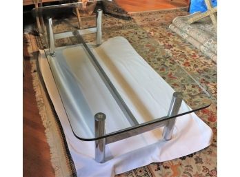 MCM Thick Glass & Chrome Base Coffee Table