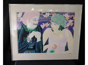 Super Cool Signed & Numbered Lithograph By Danile Akmen In Chromed Metal Frame