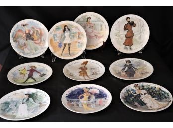 Set Of 10 D'Arceau Les Femmes Du Siecle Decorative Limoges Plates