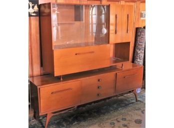 Super Cool MCM Breakfront/Display Cabinet With Glass Sliding Doors