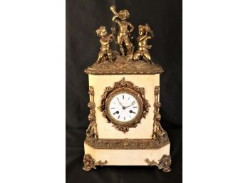 Antique Marble & Bronze French Figural Clock With Exquisite Craftsmanship!!!