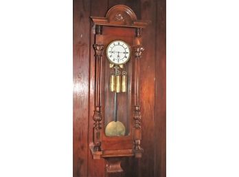 Beautiful Antique Regulator Clock In Carved Case