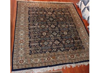 Handmade Rug Ardabil Style 100 Percent Wool  Rug With Navy Background