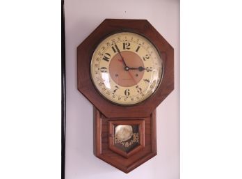 Vintage Hamilton Regulator Clock With Wood Casing