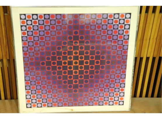 Hand Signed Victor Vasarely Limited Edition Serigraph, With Embossed Seal Denise Rene Editeur