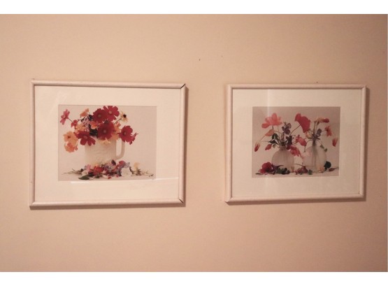 Signed Photographs Of Wildflower Floral Arrangements By Jill Bedford Matted & Framed