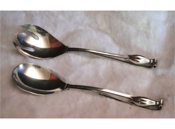 Pair Of Mid Century Modern Sterling Silver Serving Pieces, Fritillaria Floral Detail, Handmade By Di Matteo