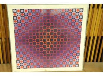 Hand Signed Victor Vasarely Limited Edition Serigraph, With Embossed Seal Denise Rene Editeur