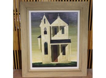 Signed Orville Bulman 1972 Painting Titled Spider Web House